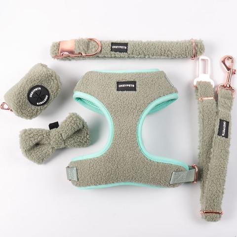 Custom Personalized New Style Solid Color Sherpa Winter Warm Thin Vest Best Adjustable Dog Harness And Collar