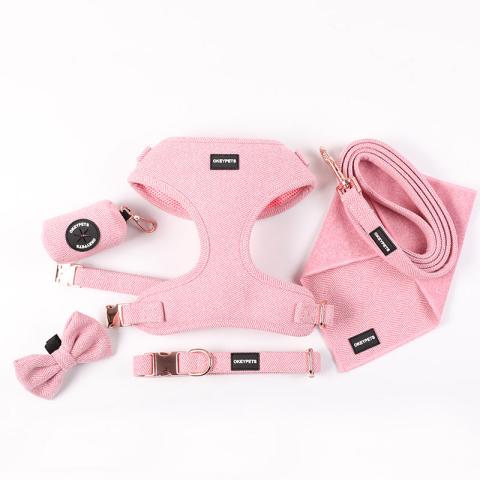  Plain Eco-friendly Cotton Dog Collar Leash And Har