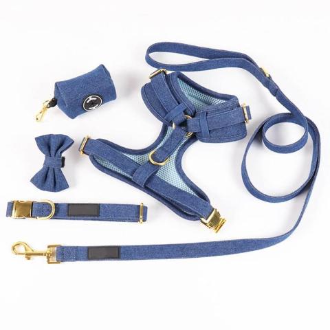 New Pet Supplies Puppy Dog Harness Custom Cute Dog Body Harness Personalized Adjustable Designer Denim Dog Harness