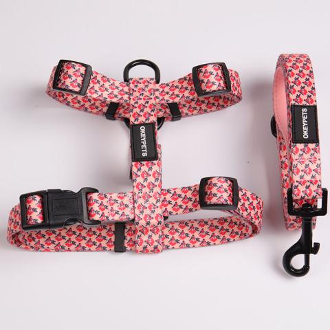  Polyester Dog Harness Custom Pattern Cute Dog Leash And Harness With Sublimation Blanks Logo