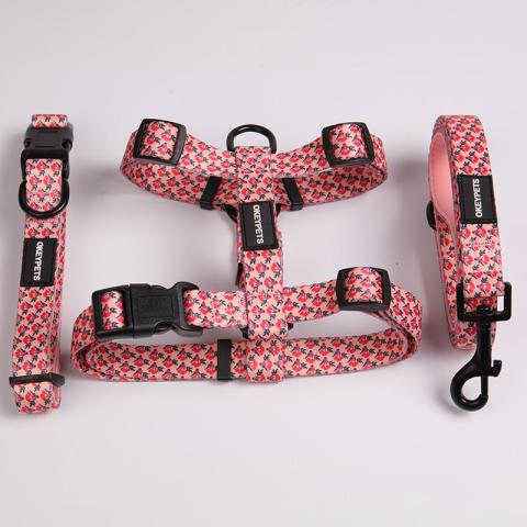  Polyester Dog Harness Custom Pattern Cute Dog Leash And Harness With Sublimation Blanks Logo