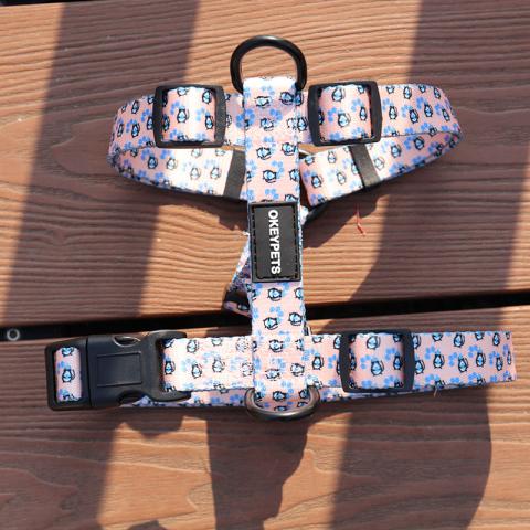 Custom Print Outdoor Training Adjustable Soft Dog Chest Strap Polyester Chien Dog Harness Pet