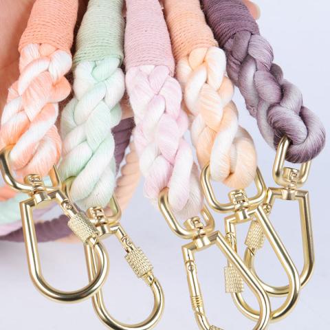  High Quality Luxury Fashion Hand Made Solid Colorful Rope Gradient Pet Lead Ombre Cotton Rope Dog Leash