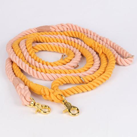  Oem Custom Wholesale Custom Handmade Braided Dog Collars And Leashes Pet Gradient Cotton Knotted Rope Dog Leash