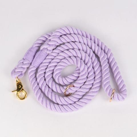  Oem Custom Durable Dual Purple Rope Dog Leash Braided Pet Dog Cotton Rope Leash And Collar