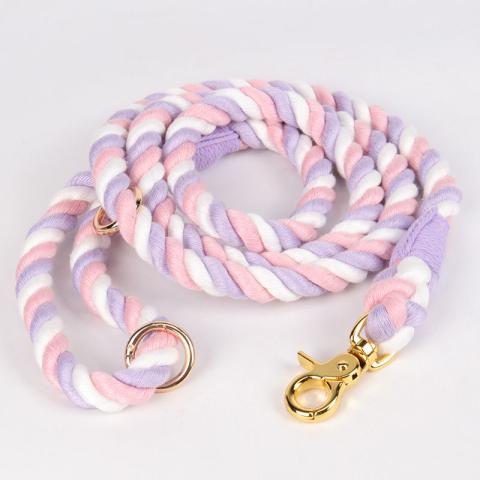 Oem Custom Hand Made Colorful Luxury Leash Rope With Matching Collar Cotton Short Dog Rope Leash And Collar Set