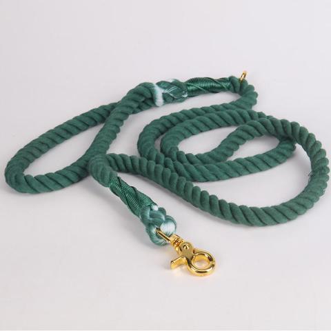  Dogs Leads Custom Leash Green Cotton Dog Rope Training Lead Leash With Customised Color
