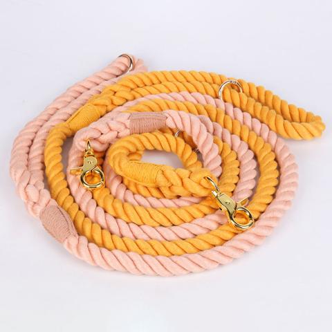  Plain Blank Hand Made Luxury Collar And Leash For Small Dogs Hands Free Cotton Rope Leash Lead For Dogs