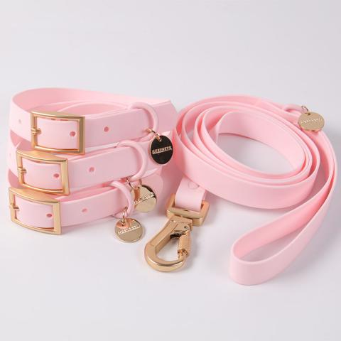 Customization Multi Color Pvc Designer Pink Waterproof Dog Leash And Collar With Adjustable Hole Strap