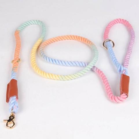  Multi Colorful Pink Ombre Wedding Hand-made Cotton Rope Leash Lead For Girl
