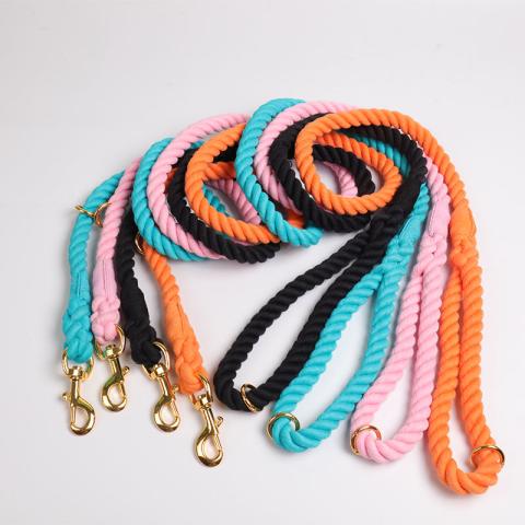 Ombre Multi-colored Pet Lead Hand Made Solid Color Durable Strong Braided Cotton Rope Dog Leash
