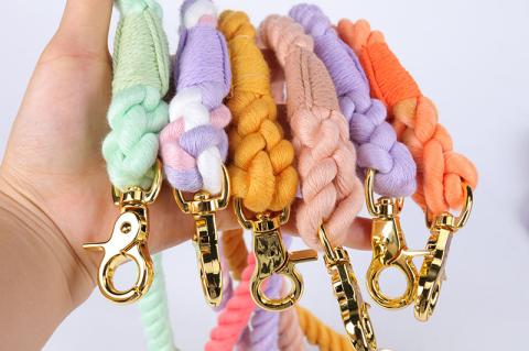  Wholesale Low Moq Long Handmade Cotton Rope Leash Lead Heavy Duty Luxury Multi Colored Cotton Rope Lead