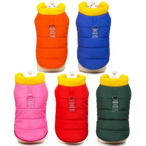 Winter Warm Pet Dog Padded Vest Jacket Coat Clothes With Leash Ring