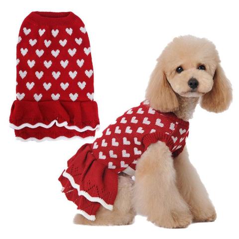 Wholesale Oem Pet Dog Cute Sweater Clothes Thickened Warm Red Lovely Sweater Apparel Dog Pet Warm Sweater Apparel
