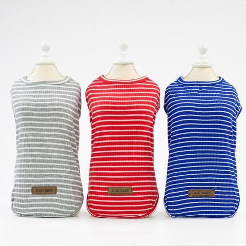 Wholesale 5 Colors Striped Breathable Soft Dog Clothes Vest Summer