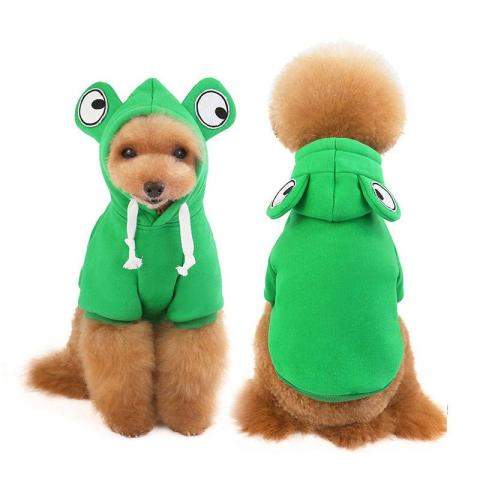 New Fleece Hooded Warm Frog Fall Dog Green Designer Dog Hoodie Pet