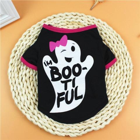 Halloween Spring And Summer Cartoon Print T-shirt Design Custom New Fashion Pet Apparel Dog Clothes