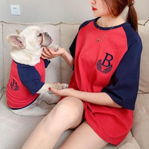 Ropa Mascotas Summer Pet T-shirt For French Bulldog Match Owner And Dog Parent-child Dog Pet Clothes