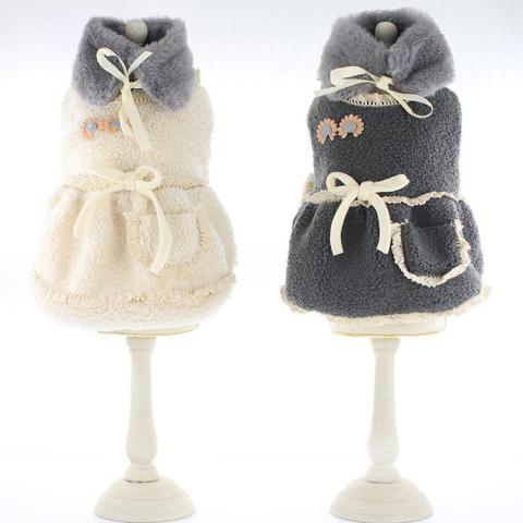 Pet Clothes And Accessories Winter Dress Waterproof Cold Weather Coat Warm Sweater Classic Girl Dog Dress For Small Pet Dog