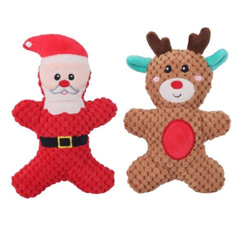 2022 New Style Cartoon Cute Squeaky Christmas Dog Toy Plush Stuffed Dog Toy
