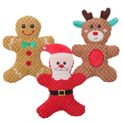 2022 New Style Cartoon Cute Squeaky Christmas Dog Toy Plush Stuffed Dog Toy