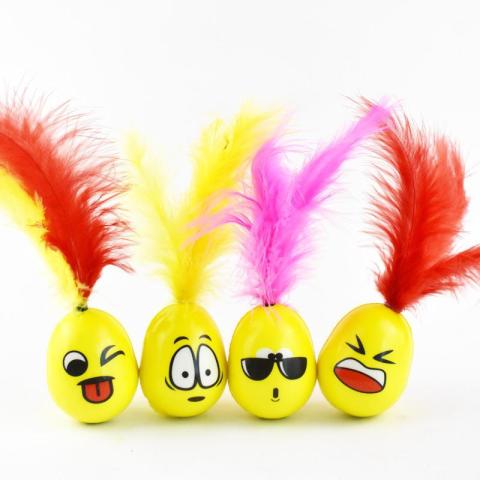 Wholesale Playing Pet Interactive Funny Cartoon Roly-poly Cat Tumbler Toy With Colorful Feather
