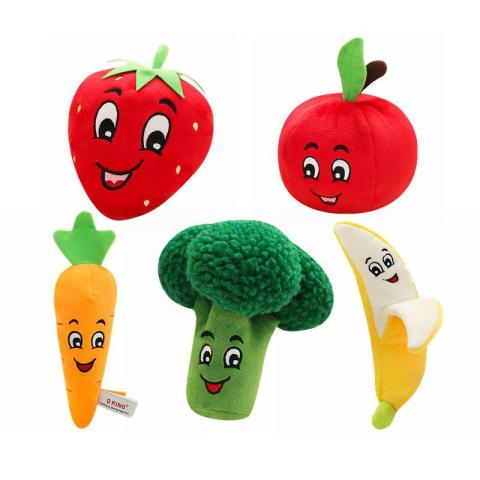 Pet Supplier Wholesale Custom Fruits Vegetables Dog Chew Toy Squeaky Plush Dog Toys High Quality