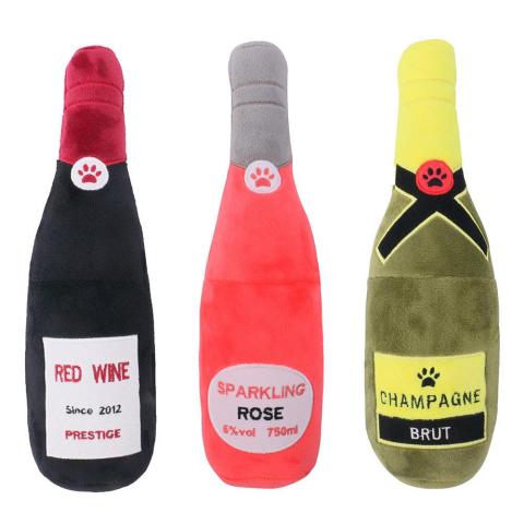 27 Cm Plush Stuffed Durable Champagne Bottle Squeak Pet Dog Chew Toy