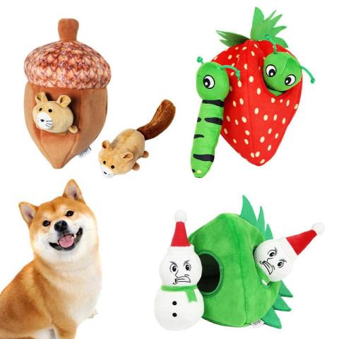 Interactive Squeaky Dog Toys Hide And Seek Activity Plush Dog Puzzle Toy