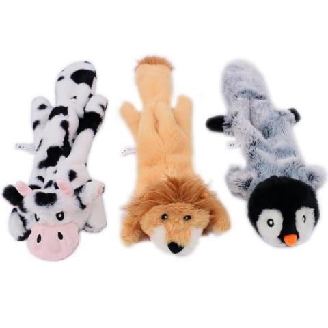 Durable Plush No Stuffing Dog Crinkle Toy Chew Toys Cute Animals Natural Puppy Dog Squeaky Toys