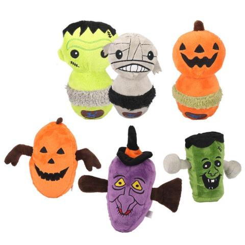 2021 New Halloween Series Bat Zombie Pumpkin Bunch Chew Custom Plush Squeaker Dog Toy