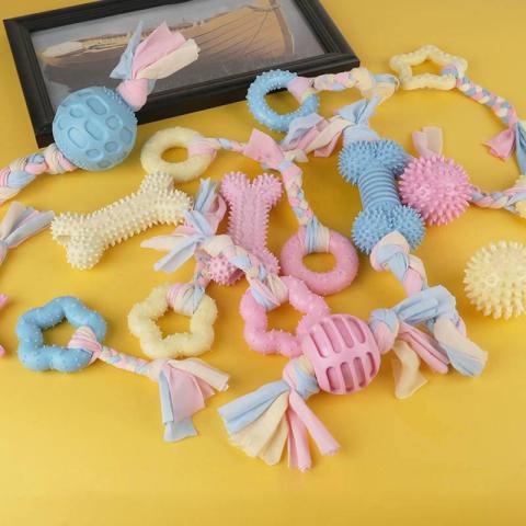 Wholesale Small Puppy Dog Bone Biting Dog Toy Ball Teething Tpr Material Teeth Cleaning