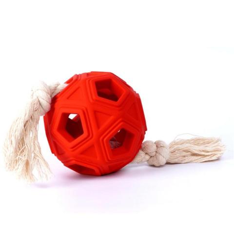 Rubber Treat Dispensing Ball Hiding Food Puzzle Bite Interactive Pet Ball Chew Dog Toy Tooth Cleaning Ball