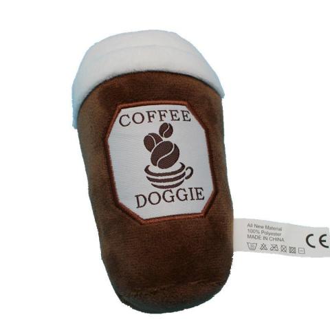 Coffee Shape Puppy Teething Chew Toys Plush Squeaky Dog Toys Cute Dog Gifts Funny Dog Toys