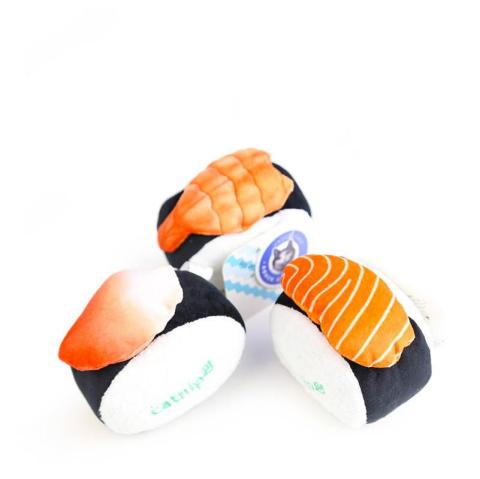 Various Color Pet Interactive Cat Catnip Toy Fashion New Stuffed Sushi Soft Plush Cat Toys Filled Catnip
