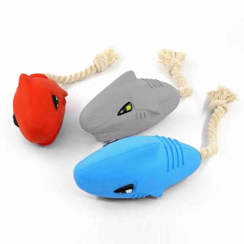 Hot Selling Dog Bite Rope Molar Chew Resistant Toy Tpr Shark Sound Squeaker Dog Toy