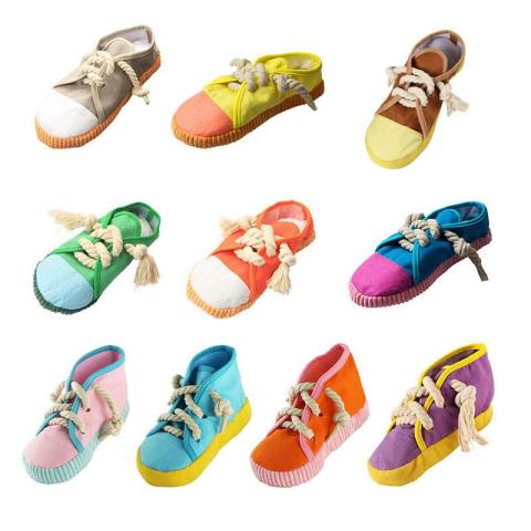 Unique Eco Rope Dog Chew Toy Cute Simulation Canvas Shoes Sounding Toy