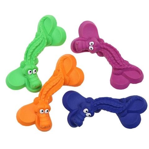 New Design Crocodile Shaped Soft Natural Rubber Dog Chew Toy