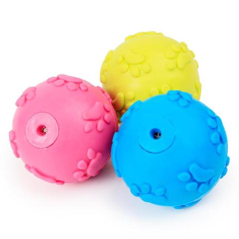 Eco Friendly And Non Toxic Footprint Paws Printed Ball Cheap Cute Squeaky Pet Dog Ball Tpr Toys