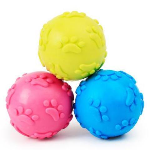 Eco Friendly And Non Toxic Footprint Paws Printed Ball Cheap Cute Squeaky Pet Dog Ball Tpr Toys