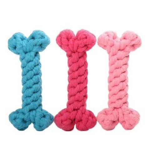 Pure Color Bone Shaped Durable Rope Chew Dog Toys