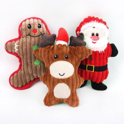 New Style Pet Plush Vocal Toy Christmas Series Molar Bite-resistant Cute Cartoon Dog Toy