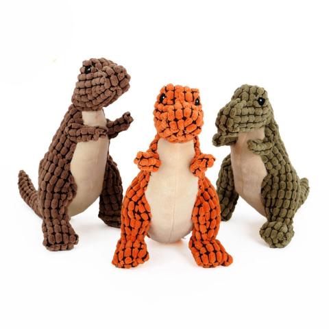 Wholesale Non-toxic Eco-friendly Interactive Natural Squeaky Dinosaur Animal Plush Dog Chew Toys