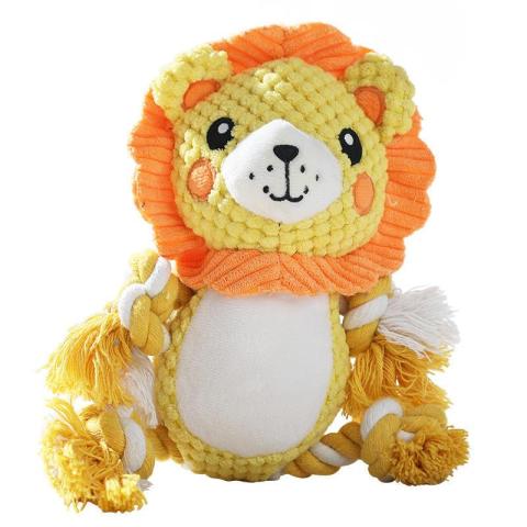 Wholesale Manufactures Pet Dog Plush Squeaky Lion Monkey Bite Toy