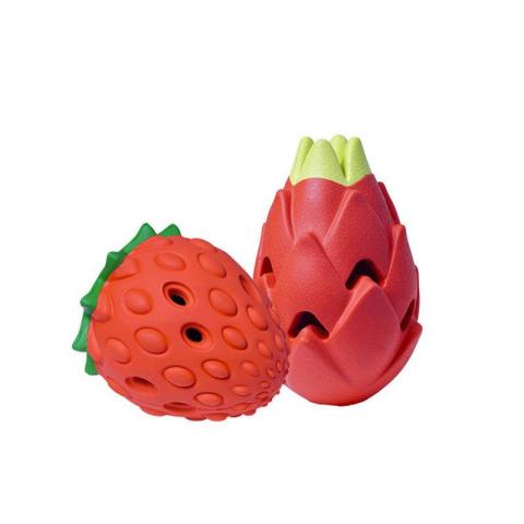 New Arrival Wholesale Pitaya Pet Toy Triangle Dog Activity Strawberry Fruit Food Leaky Food Toy