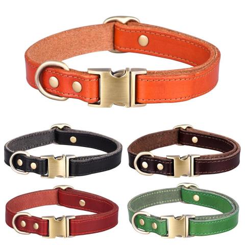 Adjustable Soft Breathable Durable Pet Collar Real Leather Light Dog Collars