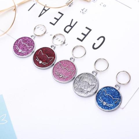 Hot Selling Exquisite Diamond-encrusted Cat Cute Dog Tag Anti-lost Name Card Handwritten Dog Pendant Pet Id Card
