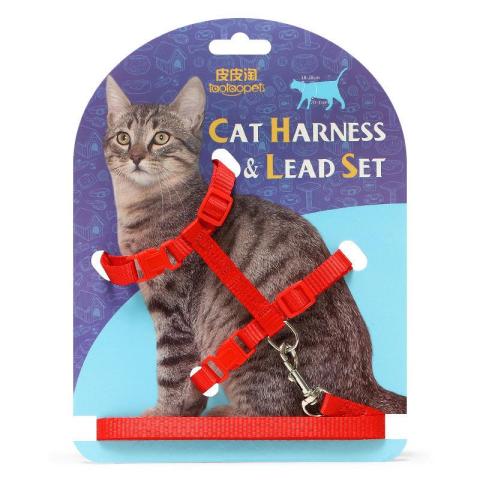 Adjustable Solid Nylon Lovely Classical Cat Harness And Leash Set