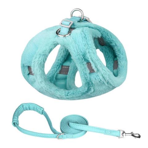 Autumn Winter New Reflective Design Dog Pet Chest Harness Adjustable Plush Thermal Vest Dog Leash Harness