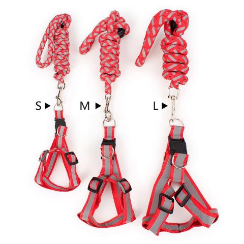 Wholesale New Mulicolour Reflective Weaving Decorative Dog Harness With Leash
